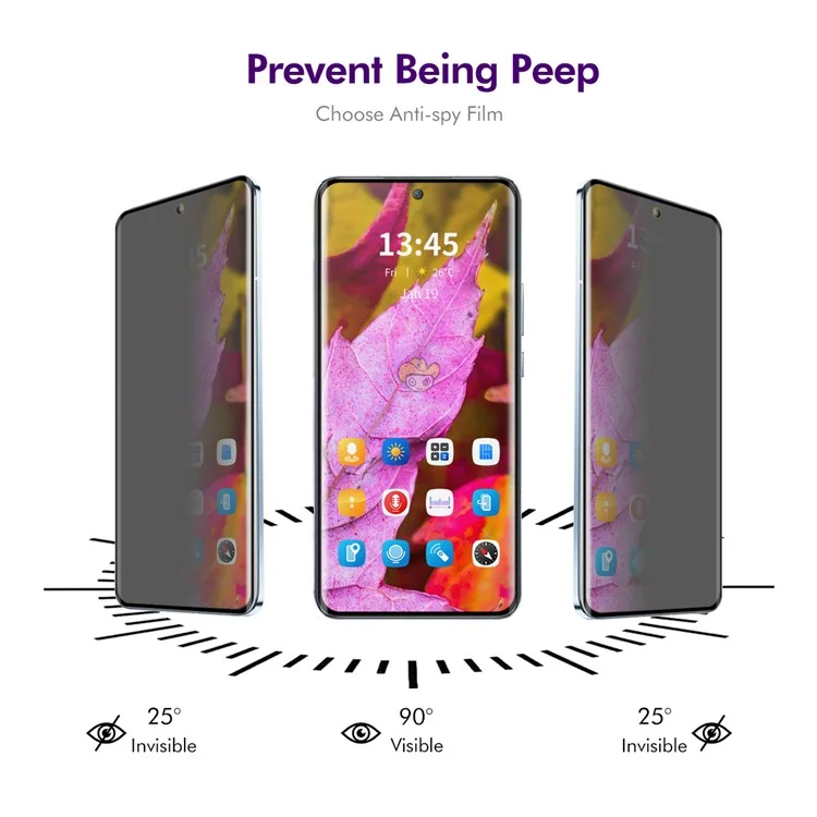 ENKAY HAT PRINCE Für Oppo Reno12 Pro 5G (Global) / A5 Pro 5G Datenschutzschutzfolie 3D-gebogenes gehärtetes Glas Spionagefilm