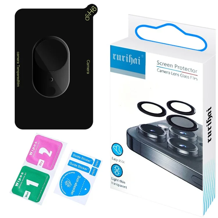 RURIHAI For iPhone 16e Camera Lens Protector 3D Silk Printing High Aluminum-Silicon Glass Lens Film