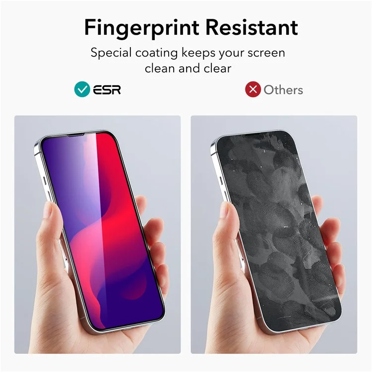 ESR L3AB 2Pcs / Set HD Clear Tempered Glass Film for iPhone 14 Pro, Full Cover Anti-explosion Screen Protector with Installation Frame