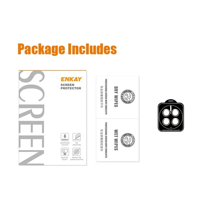 ENKAY HAT PRINCE For Huawei Mate 50 Pro 4G 1 Set Camera Lens Protector Anti-scratch Tempered Glass Aluminum Alloy Ring Lens Film - Black