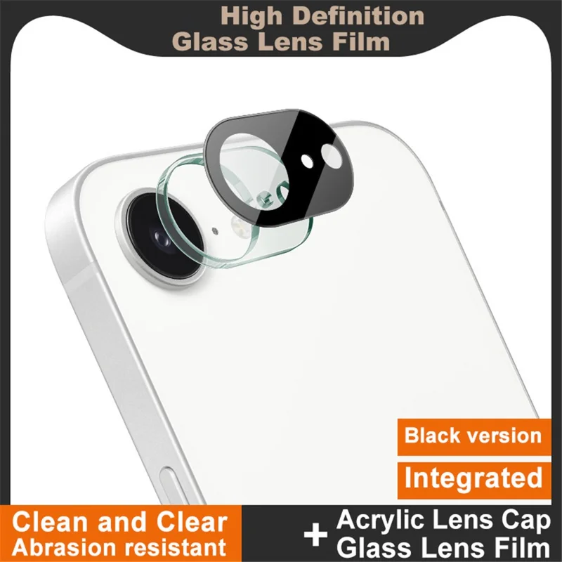 IMAK For iPhone 16e Tempered Glass Lens Film + Acrylic Cap (Black Version)