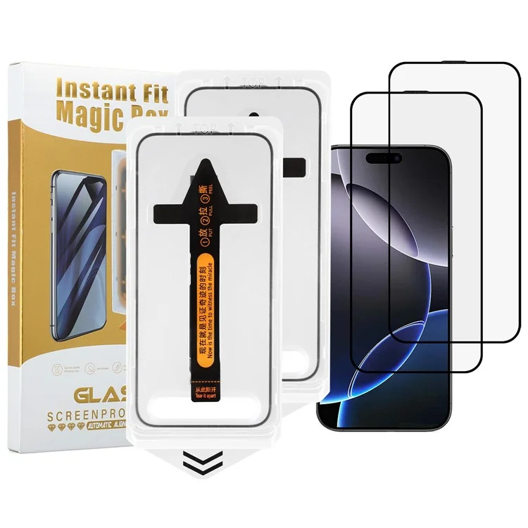2 unidades para iPhone 16 Pro Max Protector de pantalla HD Claro Película de vidrio de silicona de alto aluminio con herramienta de eliminación de polvo