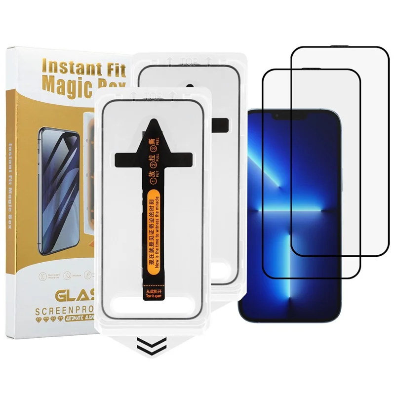 2Pcs Screen Protector For iPhone 14 / 13 / 13 Pro , HD Clear High Aluminium Silicon Glass Film with Dust Removal Tool