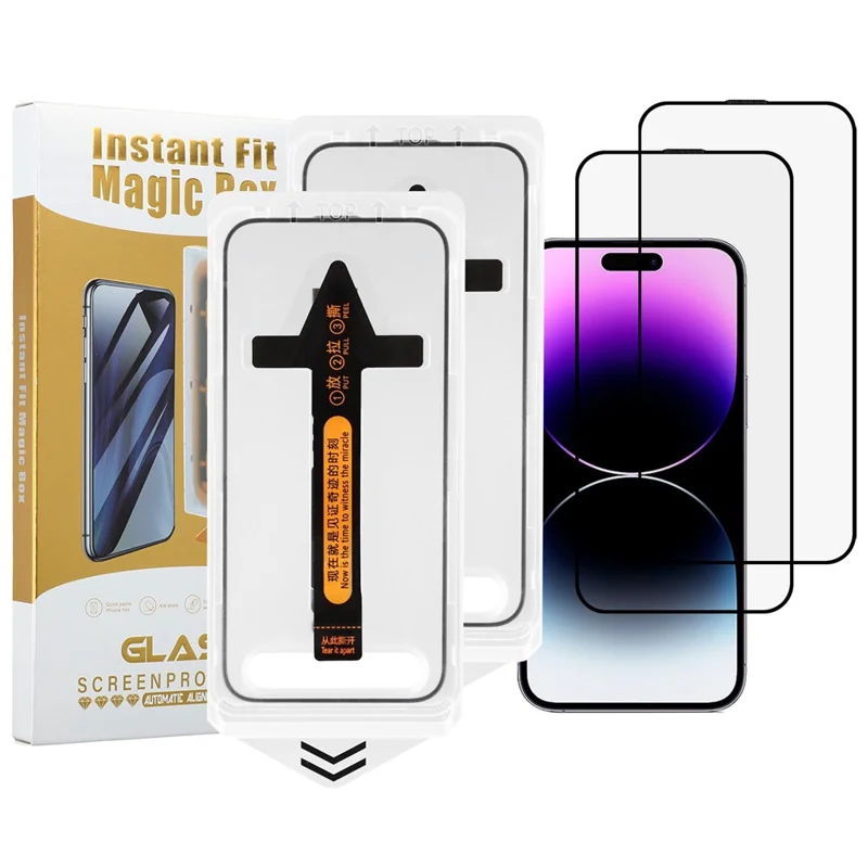 2Pcs For iPhone 14 Pro Max Screen Protector HD Clear High Aluminium Silicon Glass Film with Dust Removal Tool