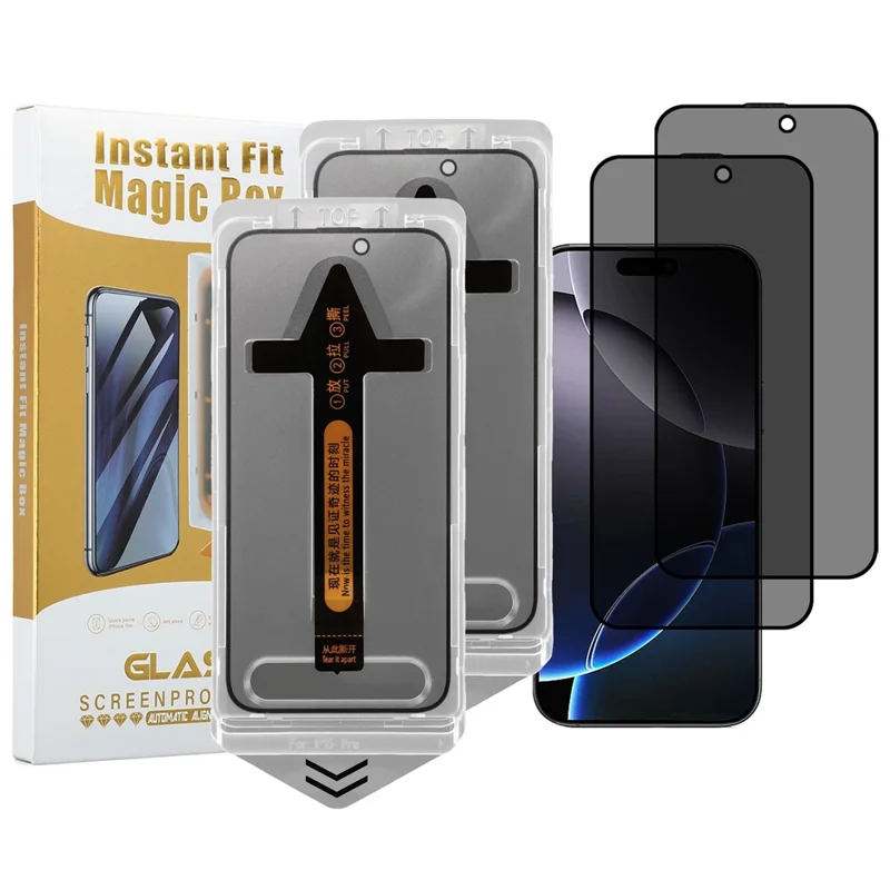 2Pcs For iPhone 16 Pro Screen Protector Anti Spy High Aluminium Silicon Glass Film with Dust Removal Tool