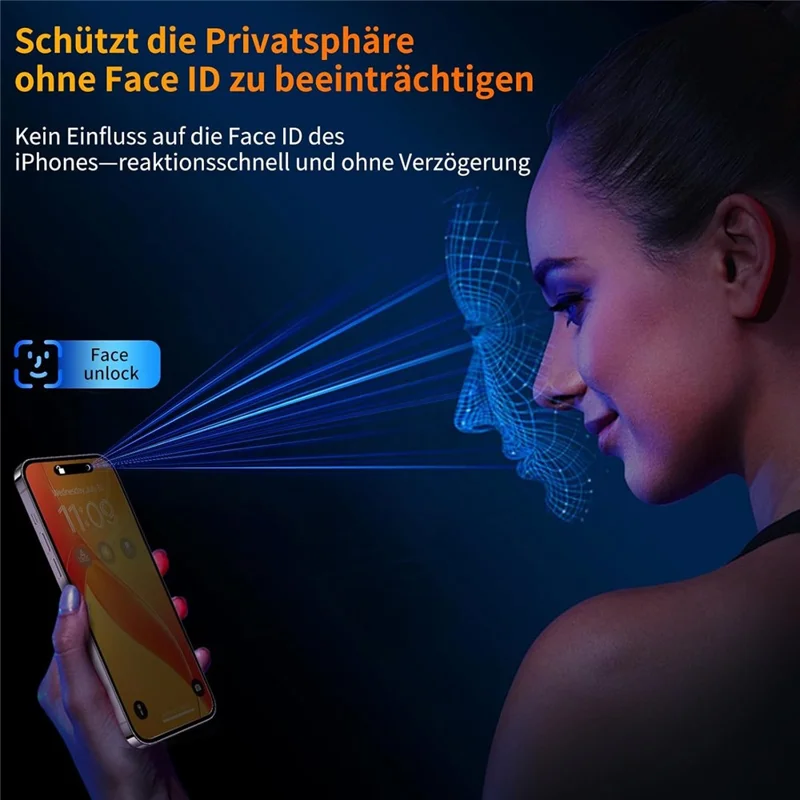 2 Stück Sichtschutz-Displayschutz für iPhone 16 Pro Max mit Anti-Spionage-Aluminium-Silikonpanzerglasfolie und Staubentfernungswerkzeug