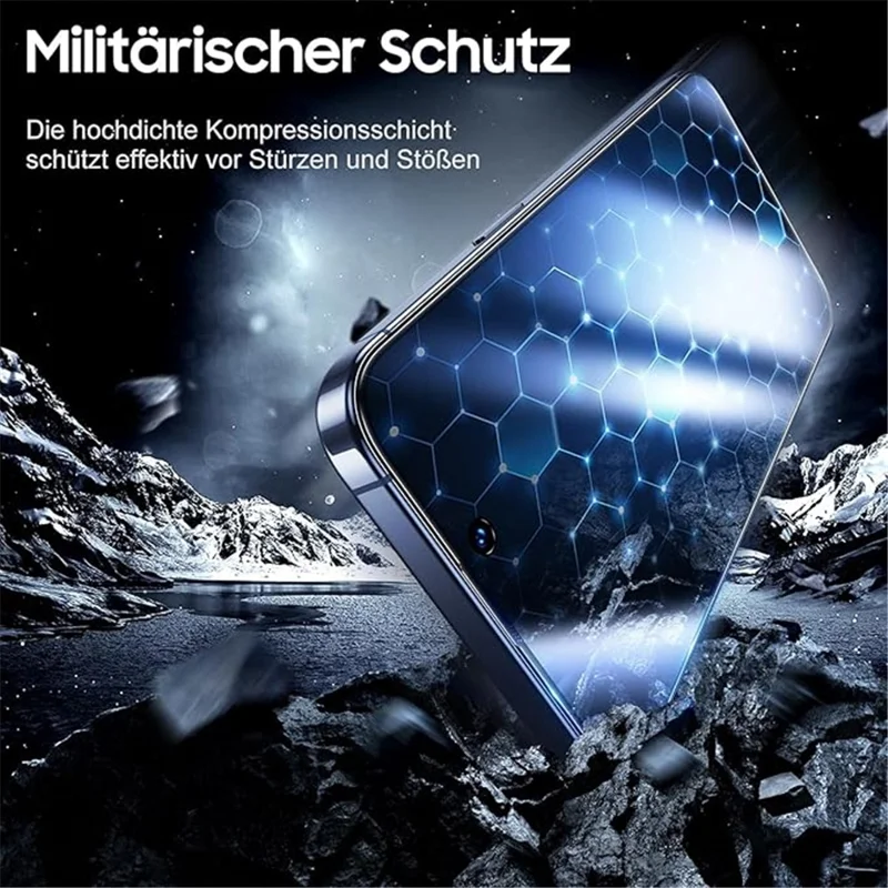 2 Stück Sichtschutz-Displayschutz für iPhone 16 Pro Max mit Anti-Spionage-Aluminium-Silikonpanzerglasfolie und Staubentfernungswerkzeug