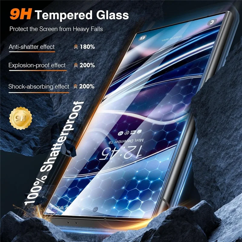 2Pcs For Samsung Galaxy S24 Ultra Anti Spy High Aluminium Silicon Glass Screen Protector (Fingerprint Unlock)