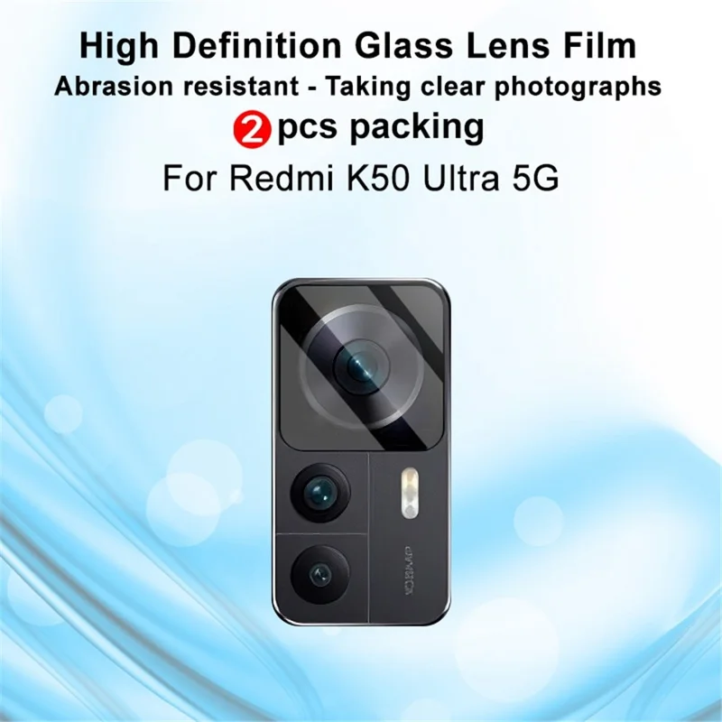 IMAK 2Pcs / Set Camera Lens Protector for Xiaomi Redmi K50 Ultra 5G / 12T 5G, Anti-Scratch HD Tempered Glass Back Camera Lens Film