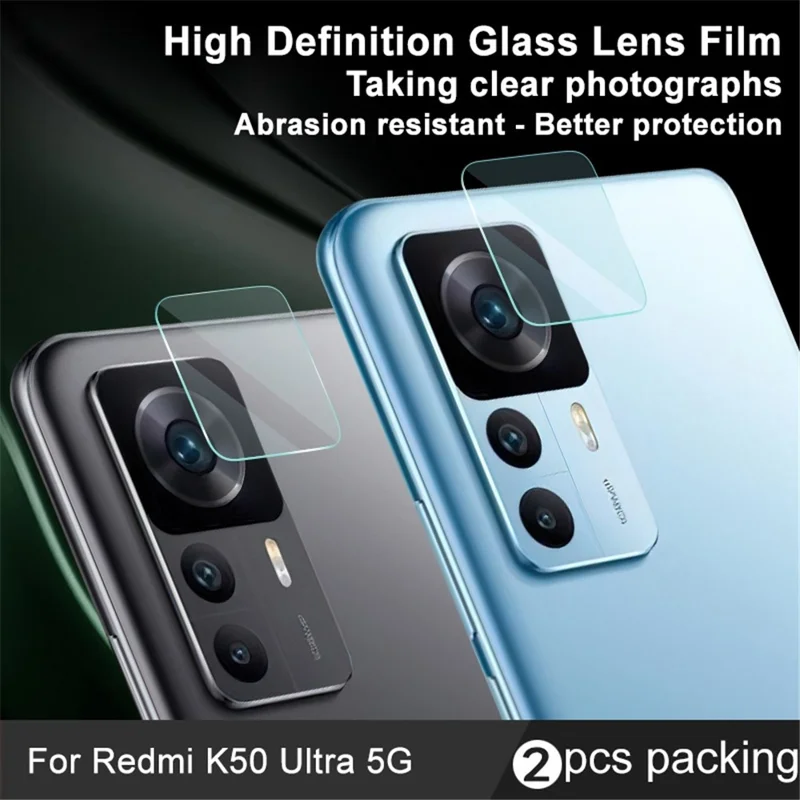 IMAK 2Pcs / Set Camera Lens Protector for Xiaomi Redmi K50 Ultra 5G / 12T 5G, Anti-Scratch HD Tempered Glass Back Camera Lens Film