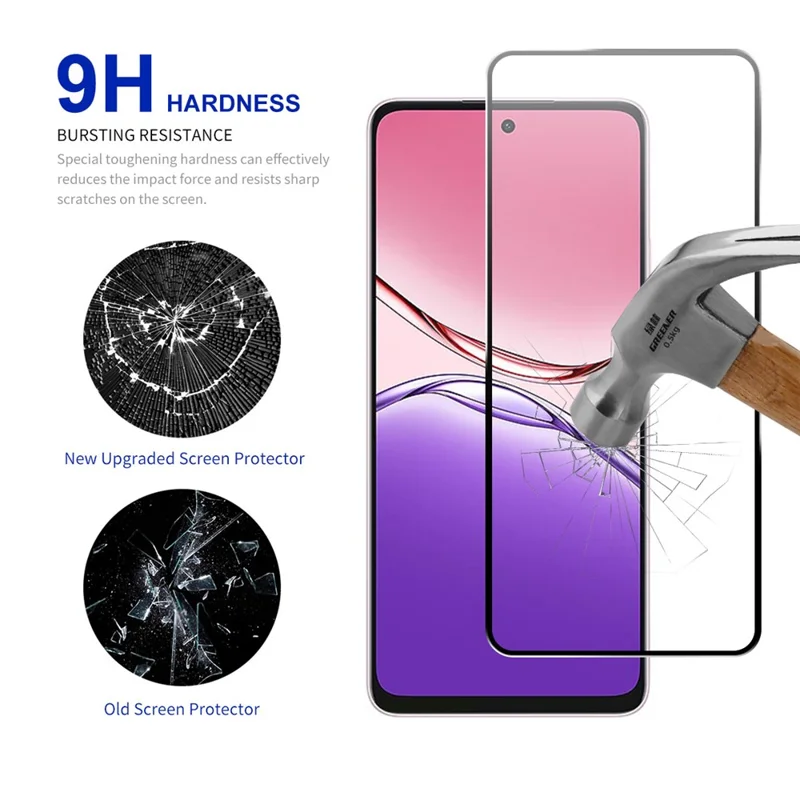 RURIHAI na Oppo A5 Pro 4G (Global) / 5G (Global) / A5 Energy 5G (Chiny) Ochronna folia ekranowa z wysokotwardą szybką aluminiowo-krzemową