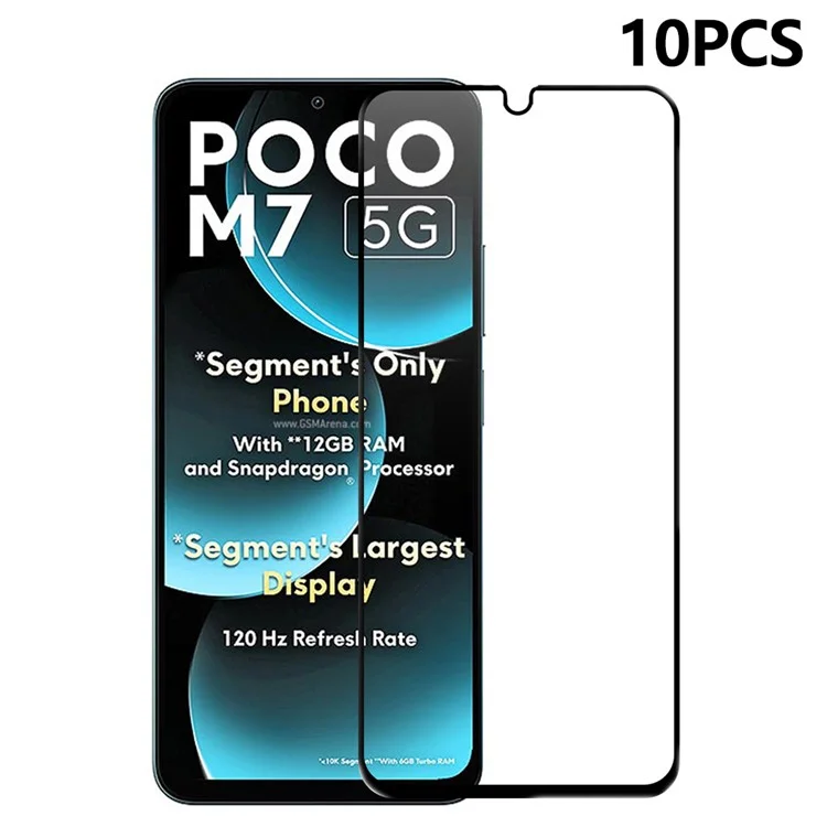 RURIHAI 10Pcs For Xiaomi Poco M7 5G High Aluminium-Silicon Glass Film 0.26mm 2.5D Screen Protector