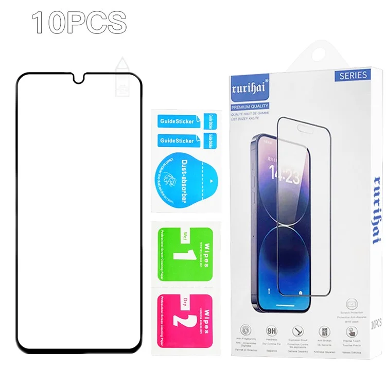 RURIHAI 10Pcs For Xiaomi Poco M7 5G High Aluminium-Silicon Glass Film 0.26mm 2.5D Screen Protector