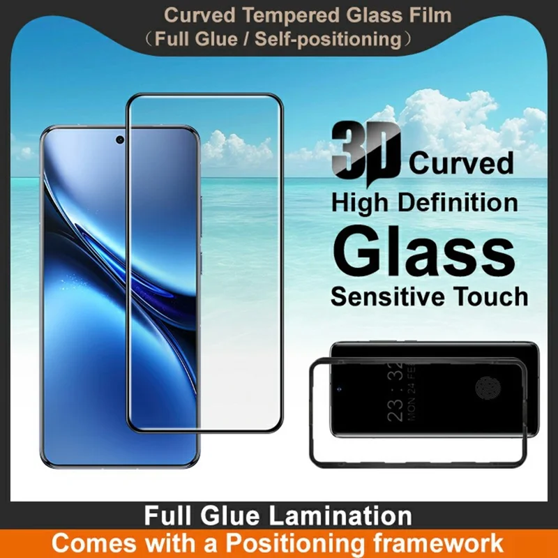 IMAK For vivo X200 Pro 5G Screen Protector Full Glue 3D Curved Tempered Glass Film with Positioning Frame
