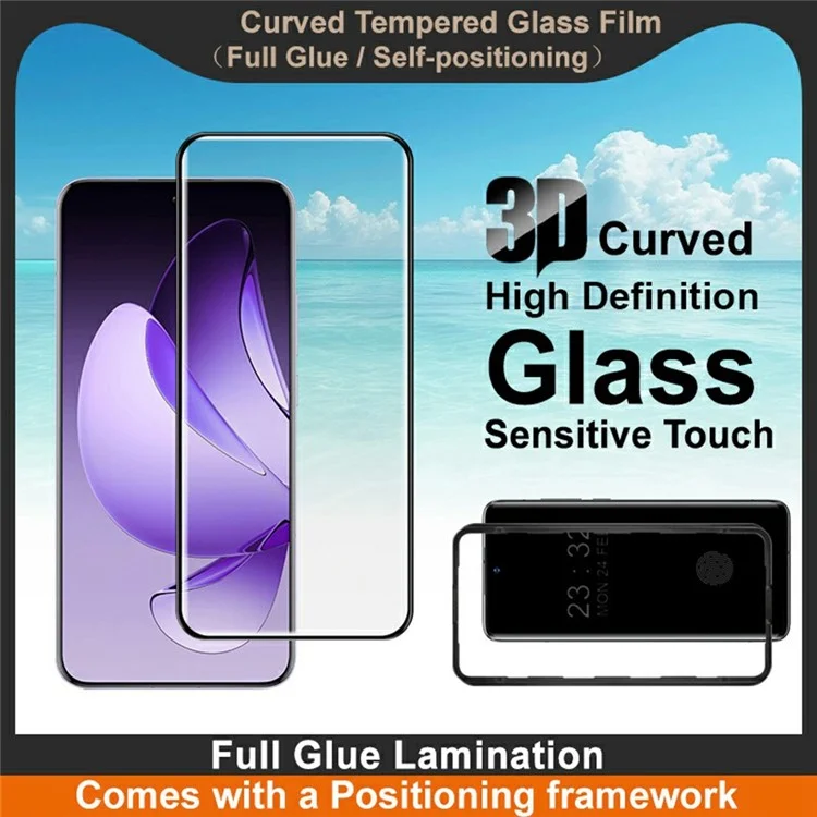 IMAK For Oppo Reno13 Pro 5G Screen Protector Full Glue 3D Curved Tempered Glass Film with Positioning Frame