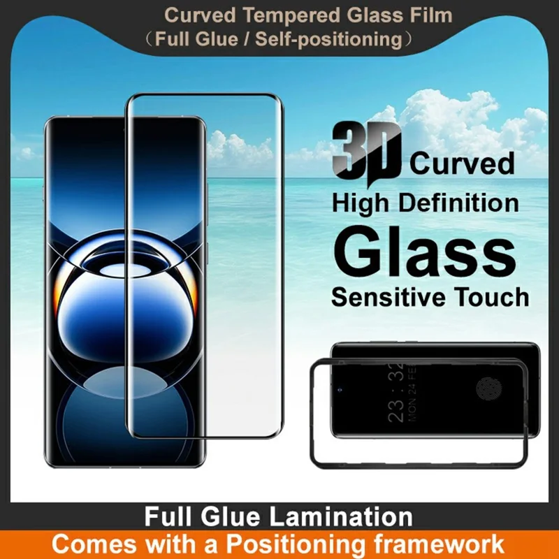 IMAK For Oppo Find X7 Ultra Screen Protector Full Glue 3D Curved Tempered Glass Film with Positioning Frame