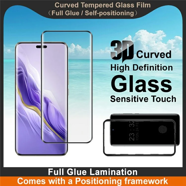 IMAK For Honor Magic6 Pro 5G Screen Protector Full Glue 3D Curved Tempered Glass Film with Positioning Frame