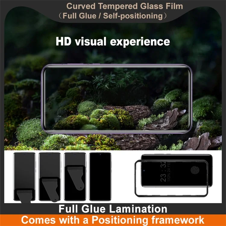Protetor de Tela IMAK para Huawei Pura 70 Pro / Pura 70 Pro+ / Pura 70 Ultra Película de Vidro Temperado 3D Curvado com Moldura de Posicionamento, Cola Completa