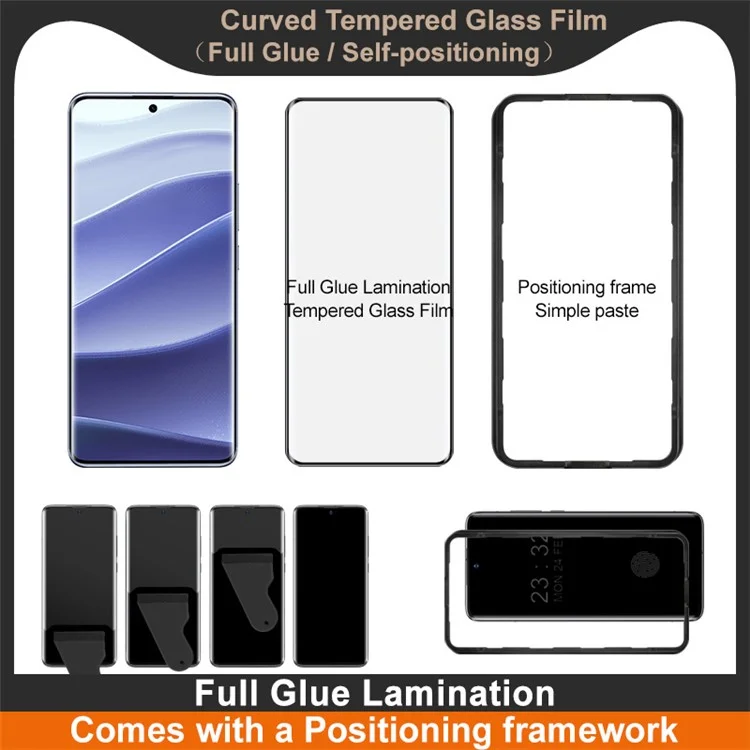IMAK Screen Protector For Xiaomi Redmi Note 14 Pro 5G / Note 14 Pro+ 5G / Poco X7 5G Full Glue 3D Curved Tempered Glass Film with Positioning Frame