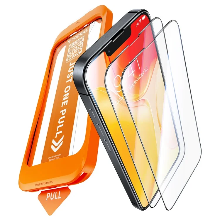 TORRAS Glassgo 2 Pièces Protection d'écran en Verre Trempé HD pour iPhone 16e avec Cadre d'Auto-Alignement