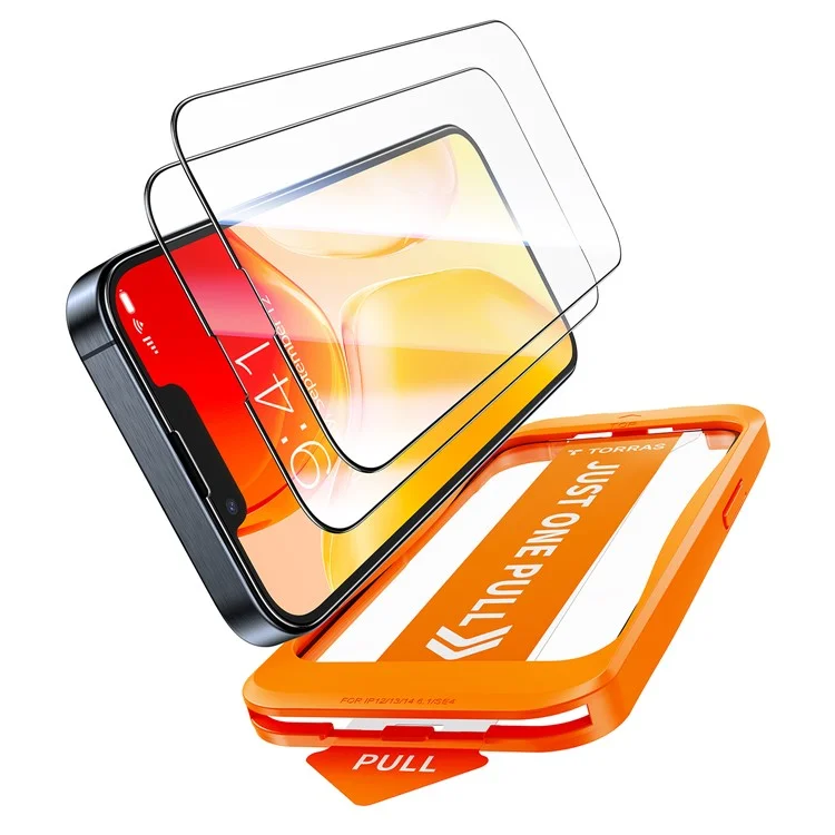 TORRAS Glassgo 2 Pièces Protection d'écran en Verre Trempé HD pour iPhone 16e avec Cadre d'Auto-Alignement