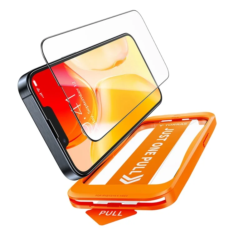 TORRAS Glassgo 2 Pièces Protection d'écran en Verre Trempé HD pour iPhone 16e avec Cadre d'Auto-Alignement