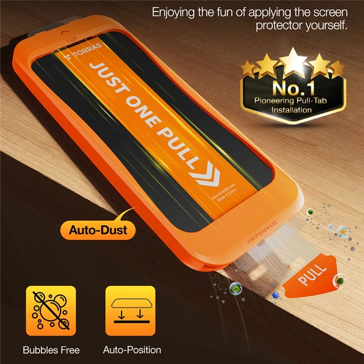 TORRAS Glassgo 2 Pièces Protection d'écran en Verre Trempé HD pour iPhone 16e avec Cadre d'Auto-Alignement