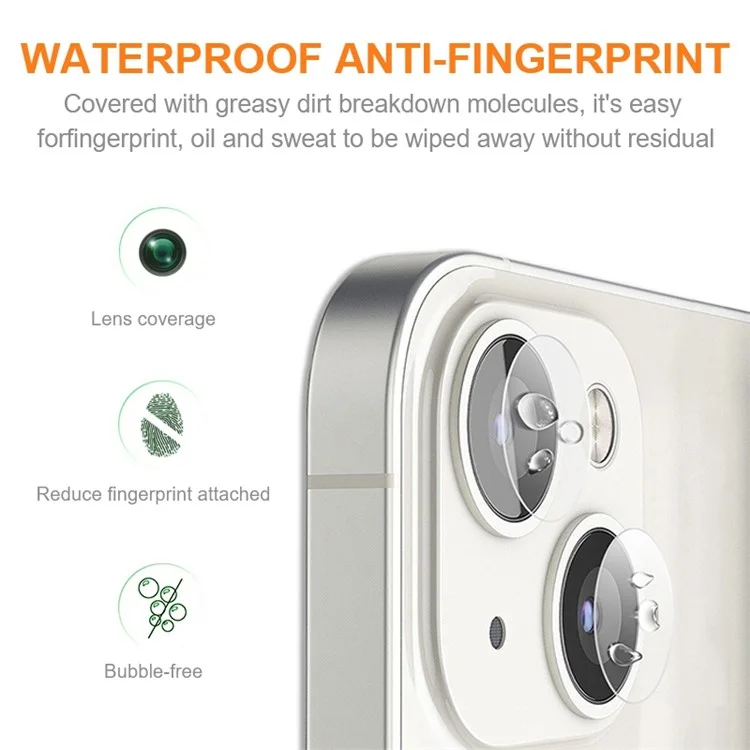 AMORUS 1Set Kameralinsen-Schutz für iPhone 13 mini 5.4 Zoll / 13 6.1 Zoll, kratzfeste gehärtetes Glas Klar Film Einzelner Ring-Cover