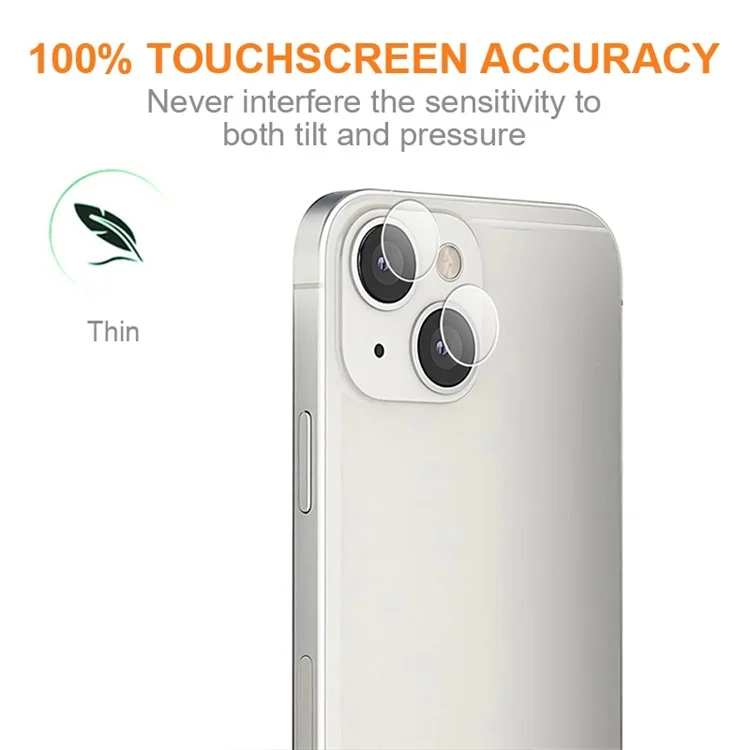 AMORUS 1Set Kameralinsen-Schutz für iPhone 13 mini 5.4 Zoll / 13 6.1 Zoll, kratzfeste gehärtetes Glas Klar Film Einzelner Ring-Cover