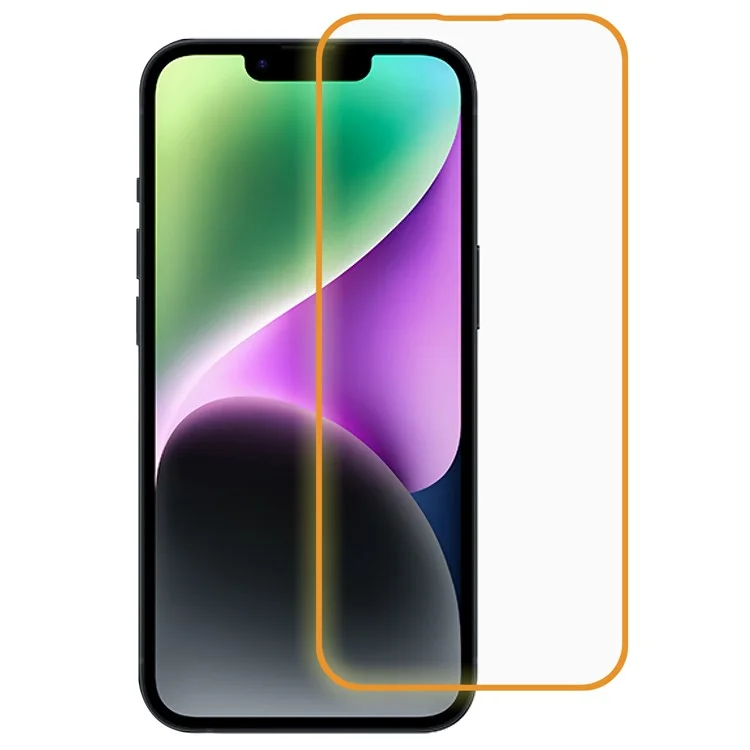 Pour Iphone 14 / 13 / 13 Pro 6,1 Pouces Lumineux Film en Verre Trempé Clair Couverture Complète Full Glue Floatproof Screen Protector - Orange