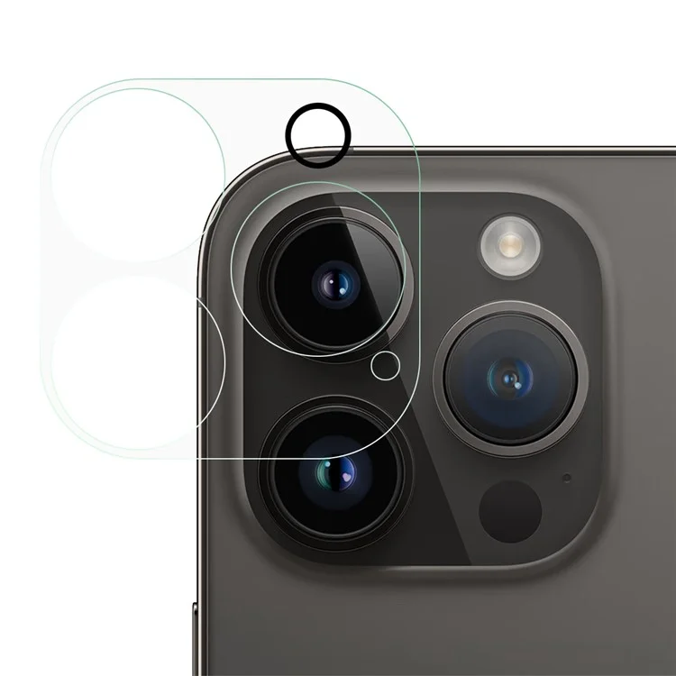 Для iPhone 14 Pro / 14 Pro Max Защита объектива камеры Прозрачная HD Высококачественная алюминий-кремниевая закаленная стеклянная противоударная плёнка для задней камеры