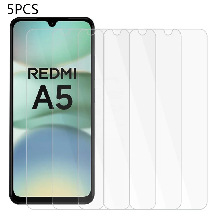5Pcs For Xiaomi Redmi A5 4G (171.7mm) / Poco C71 4G Screen Protector 0.3mm 2.5D Tempered Glass Clear Film