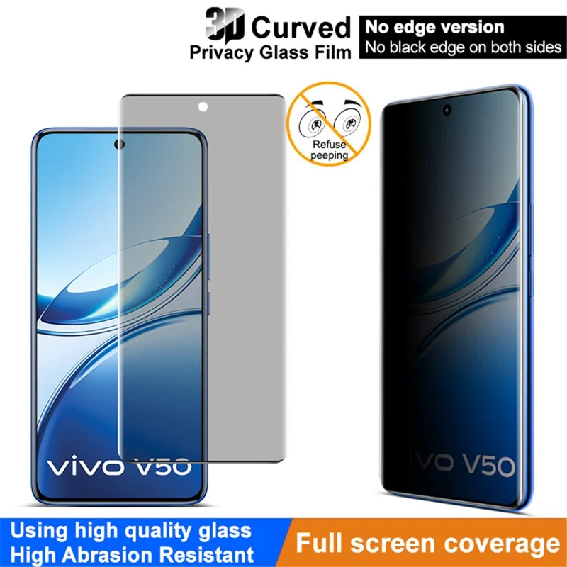 IMAK For vivo V50e 5G / V50 5G Anti Spy Tempered Glass Screen Protector (No Edge Version)