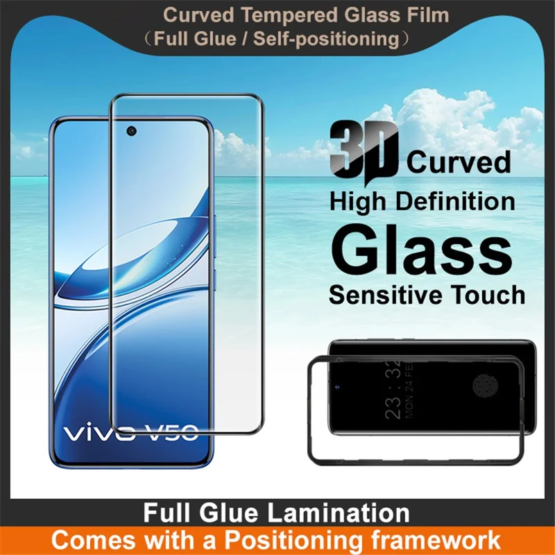 IMAK For vivo V50e 5G / V50 5G Screen Protector Full Glue 3D Curved Tempered Glass Film with Positioning Frame