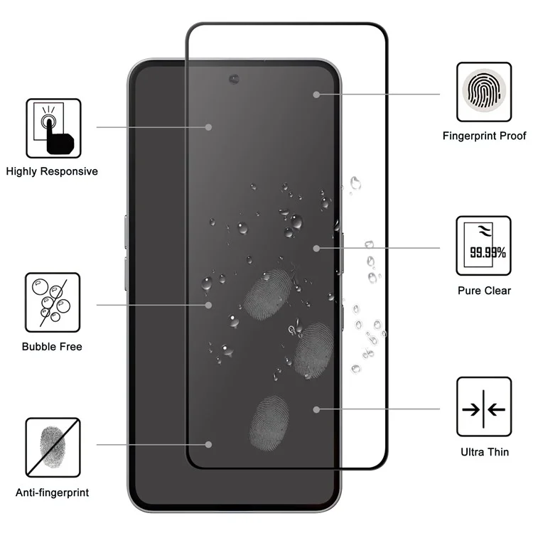 Pellicola protettiva per schermo Nothing Phone (3a) Pro in vetro AGC, copertura totale con bordo nero