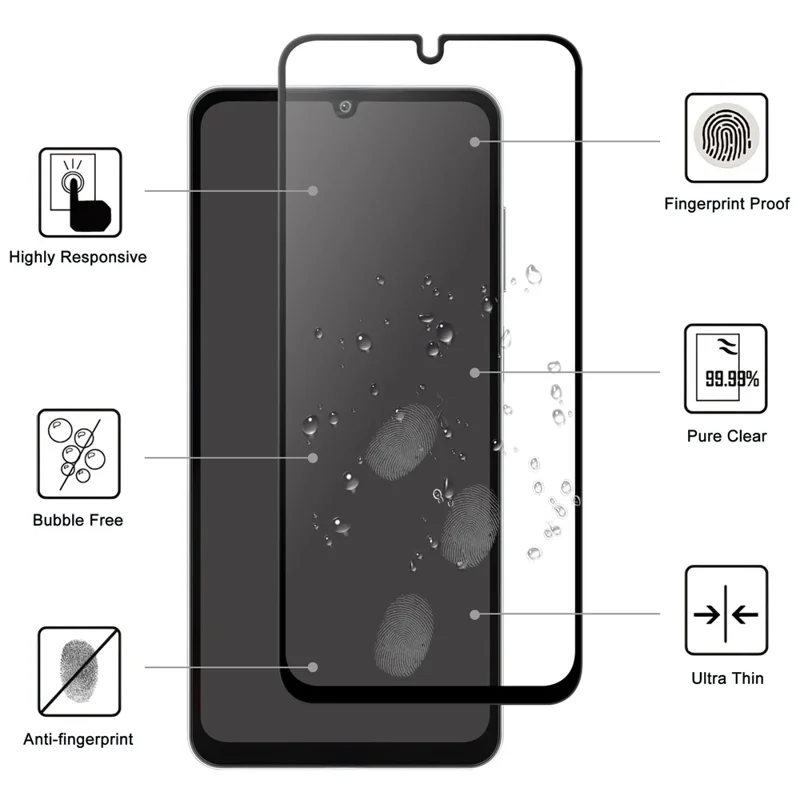 For Samsung Galaxy M06 5G AGC Tempered Glass with Black Edge Full Glue Full Coverage Screen Protector
