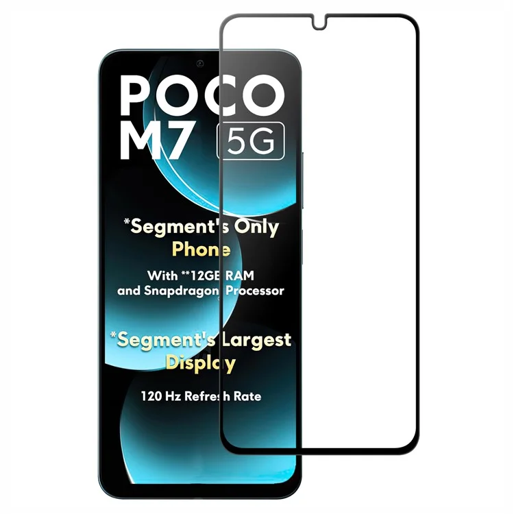 For Xiaomi Poco M7 5G AGC Glass Screen Protector Full Glue Black Edge Screen Film
