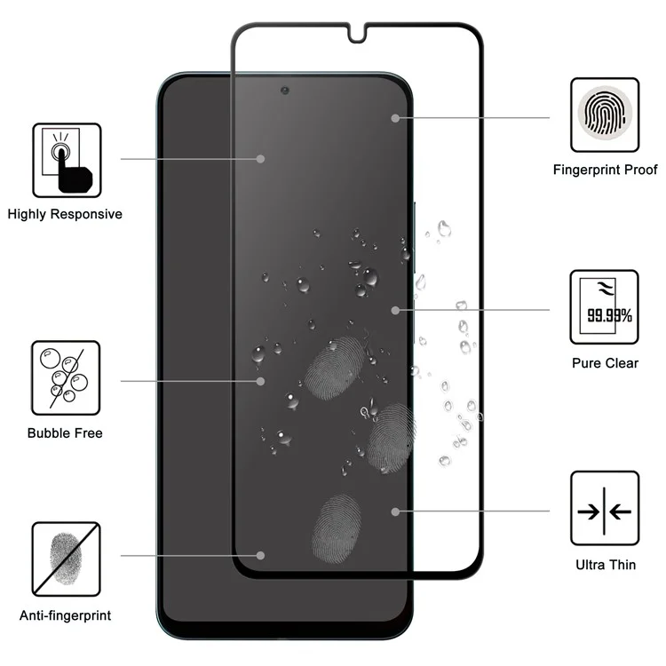 For Xiaomi Poco M7 5G AGC Glass Screen Protector Full Glue Black Edge Screen Film
