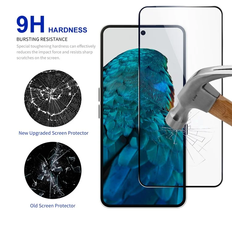 RURIHAI Para Nothing Phone (3a) Pro / (3a) Protector de Pantalla de Vidrio Templado de Alta Dureza con Aleación de Aluminio y Silicio