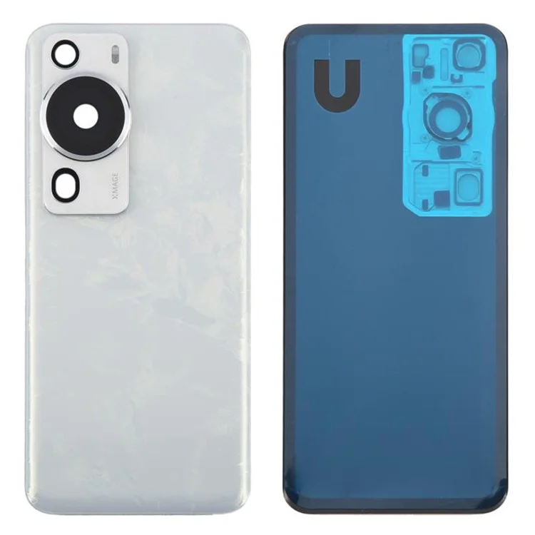 Tapa trasera de batería para Huawei P60 / P60 Pro con anillo de lente de cámara, pieza de repuesto (sin logotipo) - Blanco
