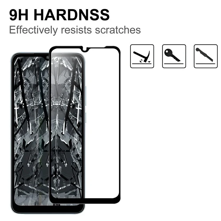 Para Xiaomi Redmi A1 4G / A2 4G AGC Glass Screen Protector Full Glue Black Edge Shatter-proof 9H Hardness Tempered Glass Film