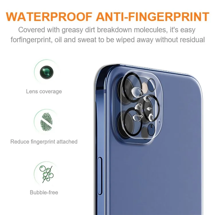 AMORUS HD Camera Lens Protector para iPhone 12 Pro 6.1 pulgadas, Película Protectora de Vidrio Templado Anti-Arañazos con Seda Impresa y Círculo Negro