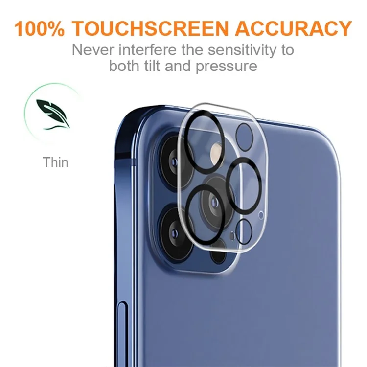 AMORUS HD Camera Lens Protector para iPhone 12 Pro 6.1 pulgadas, Película Protectora de Vidrio Templado Anti-Arañazos con Seda Impresa y Círculo Negro
