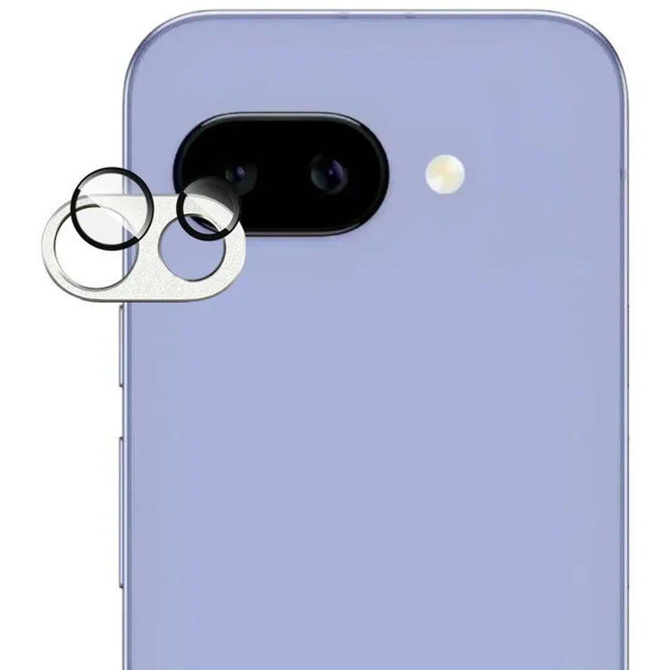 IMAK For Google Pixel 9a Camera Lens Film Metal Lens Cap + Tempered Glass Lens Protector - Silver