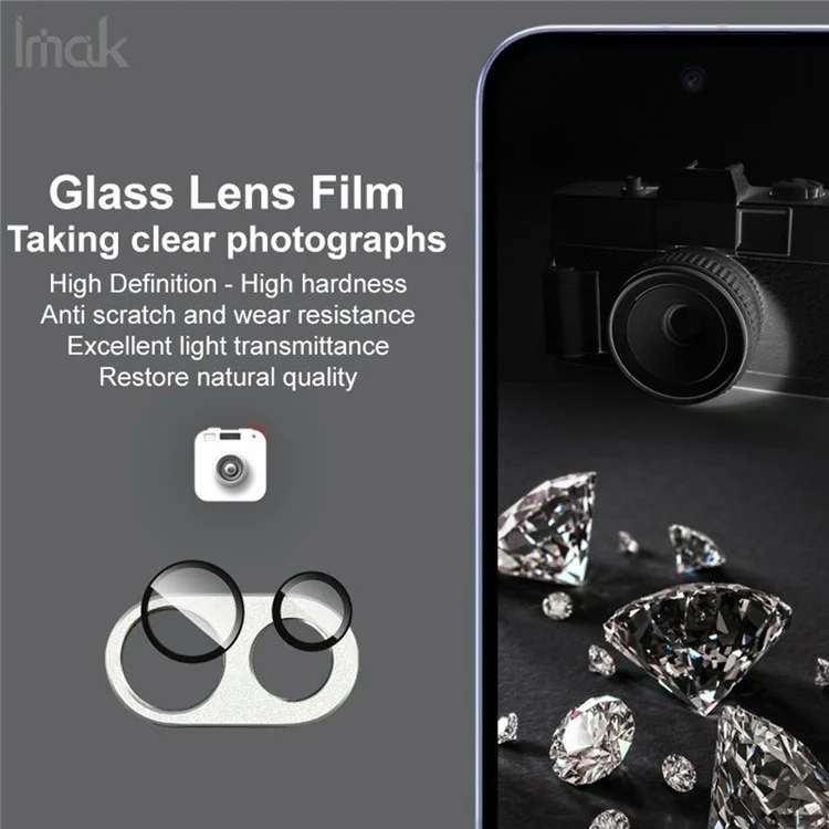IMAK For Google Pixel 9a Camera Lens Film Metal Lens Cap + Tempered Glass Lens Protector - Silver