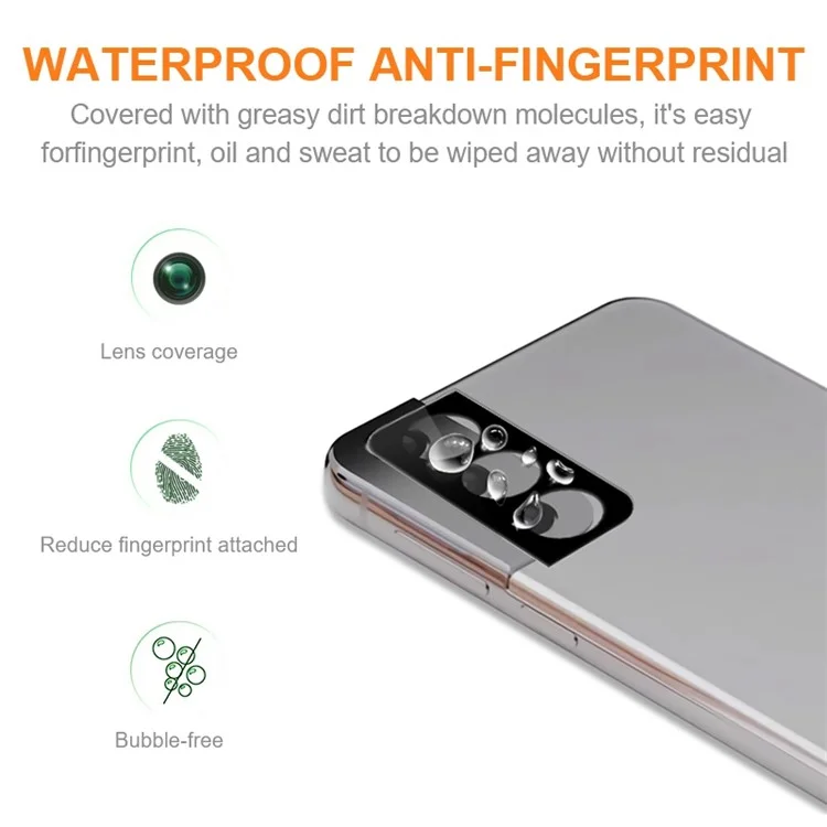 AMORUS Защитная пленка для объектива камеры для Samsung Galaxy S21 5G / S21+ 5G, анти-пыль, шелковая печать, HD-прозрачная закаленная стеклянная защитная пленка для объектива - черная