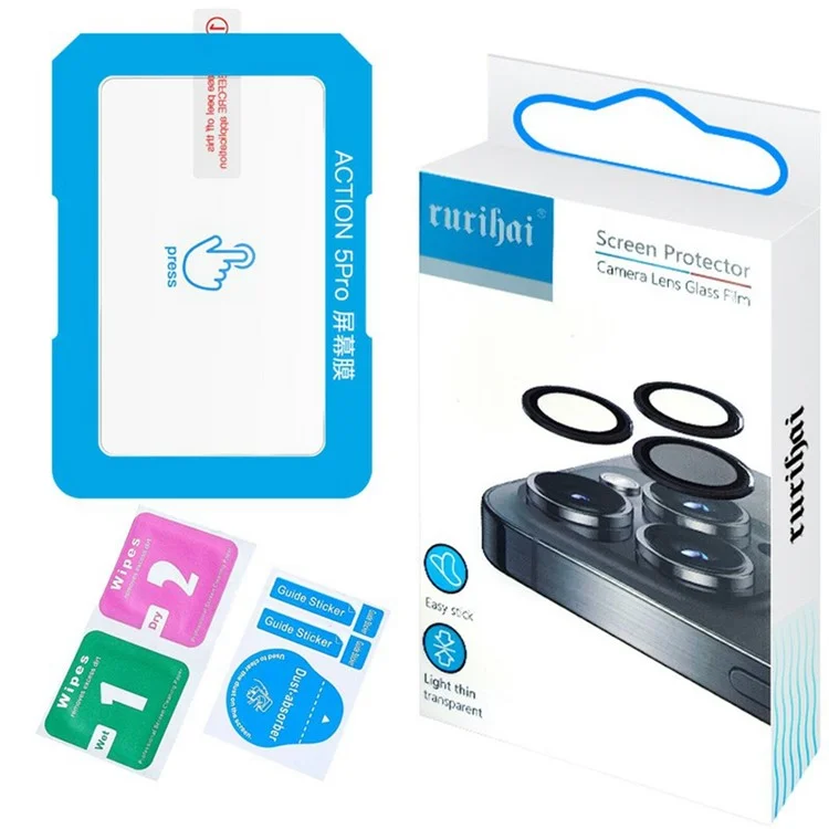 RURIHAI For DJI Osmo Action 5 Pro Screen Protector 2.5D AR Enhanced High Aluminium-Silicon Glass Film