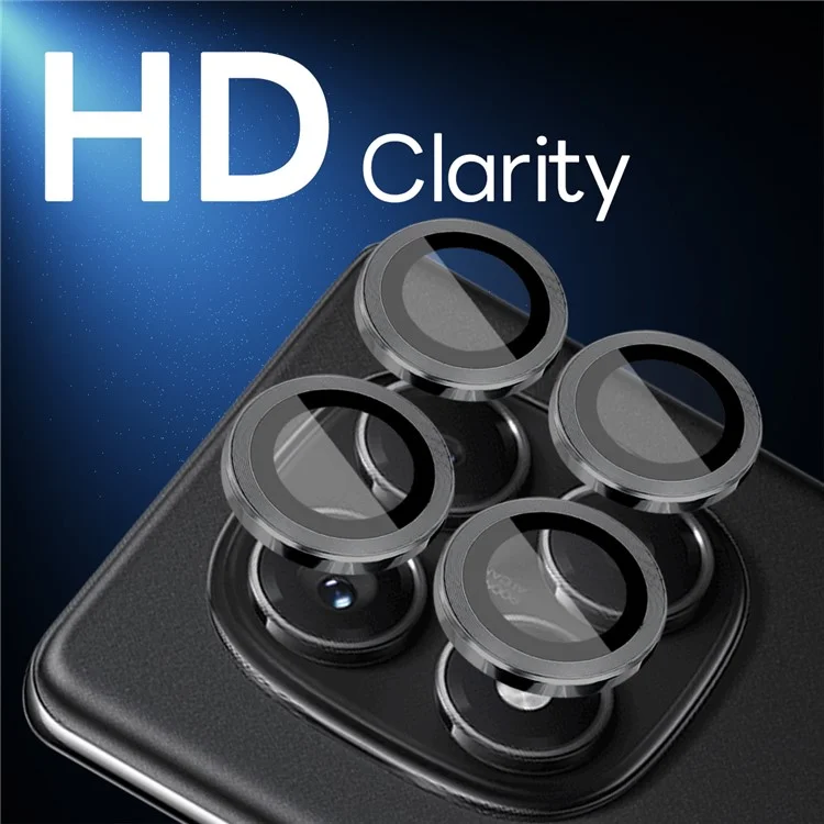NORTHJO 1 Set For Xiaomi Redmi Note 14 Pro 4G Tempered Glass Camera Lens Film CD Veins Metal Ring Lens Guard - Black