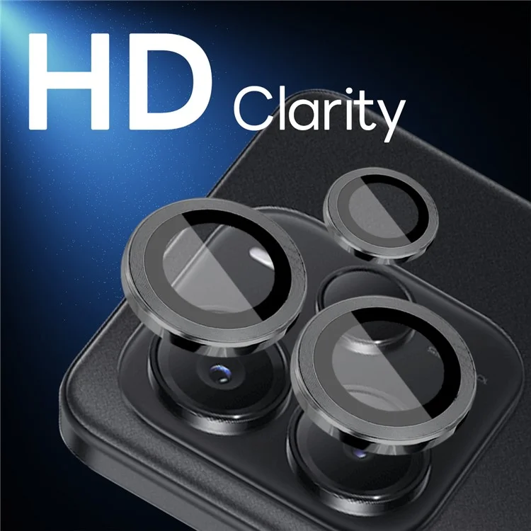 NORTHJO 1 Set For Xiaomi Redmi Note 14 5G Tempered Glass Camera Lens Film CD Veins Metal Ring Lens Guard - Black