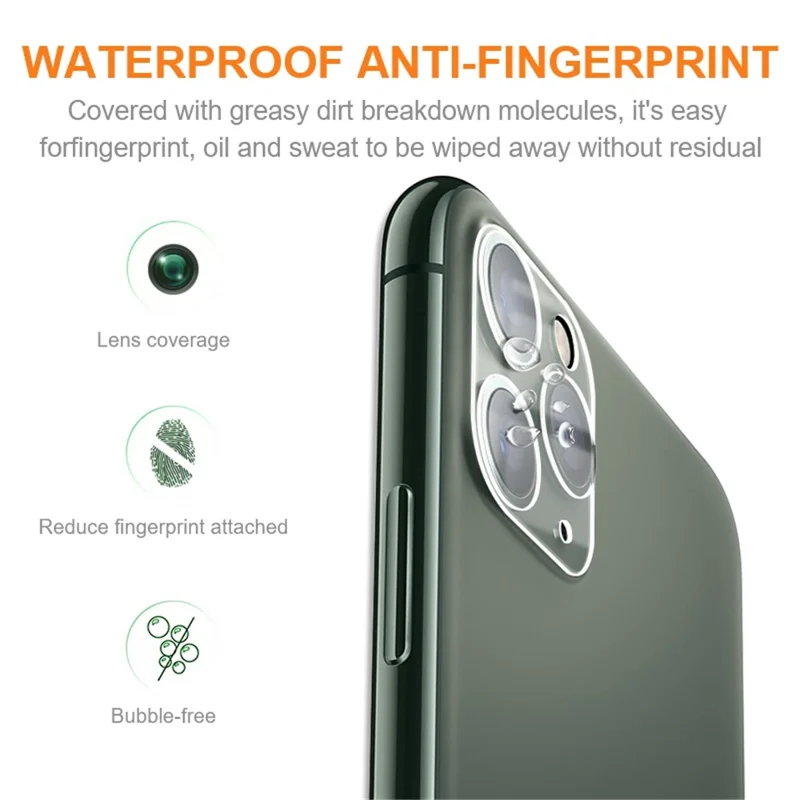 AMORUS For iPhone 11 Pro 5.8 inch / 11 Pro Max 6.5 inch Camera Lens Protector HD Tempered Glass Silk Printing Lens Shield Film - Black